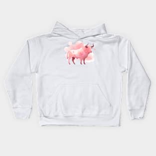 Pink Taurus watercolor Kids Hoodie